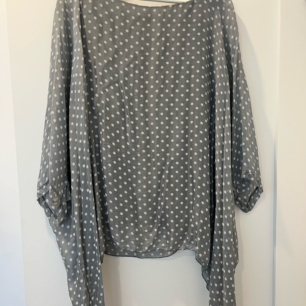 Gray Polka Dot Women's Top